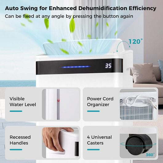 4500 Sq. Ft 57 Pint Dehumidifier for Home and Basement-White