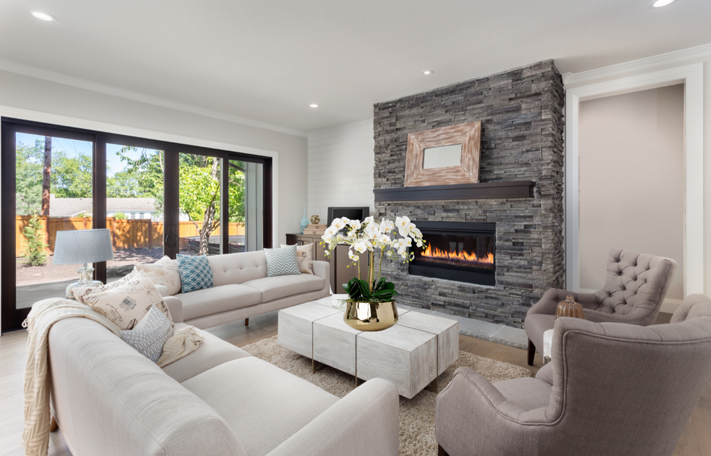 Faux orchid arrangement with white orchids in gold pot - 26"