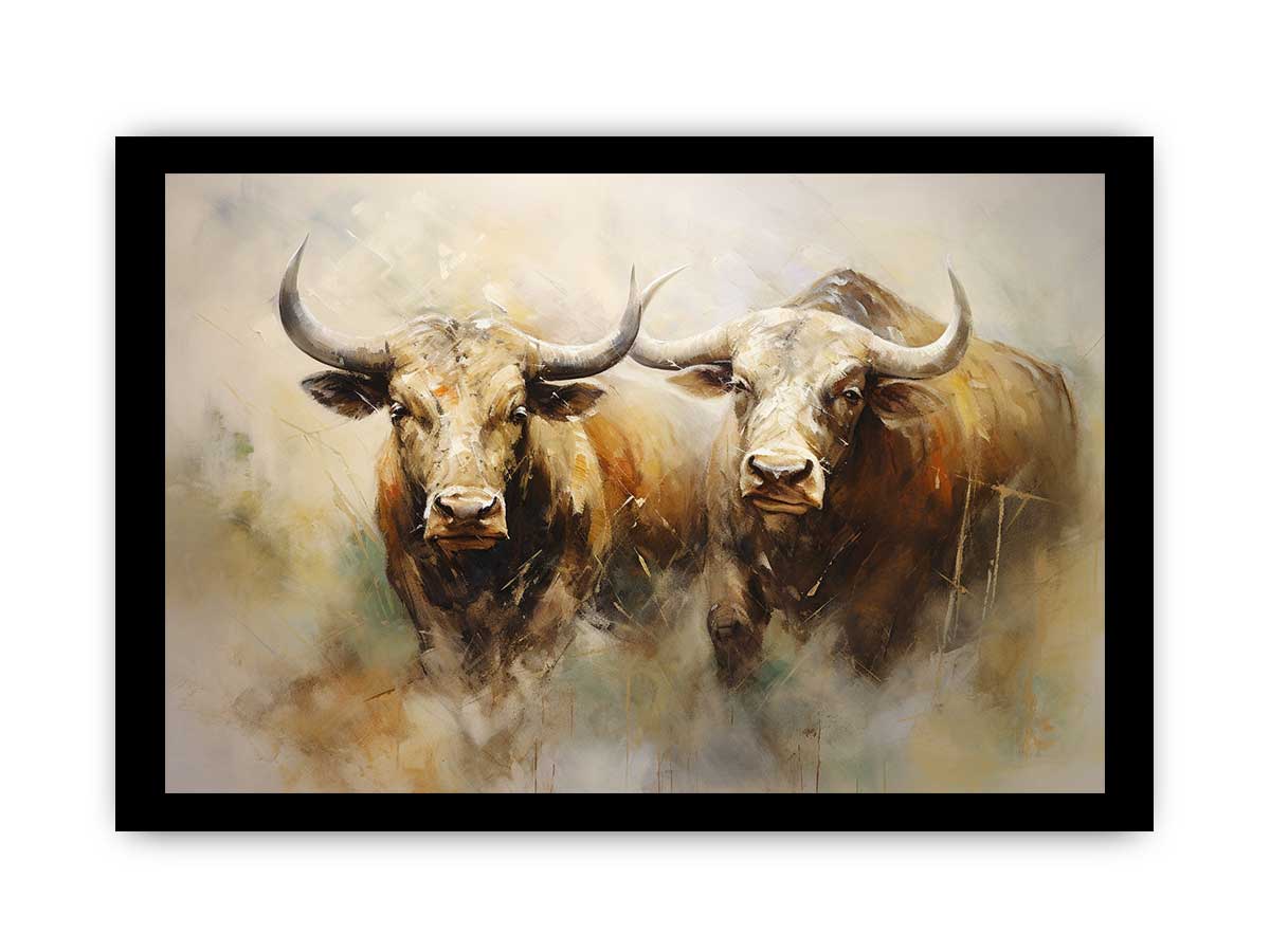 Two Buffaloes Canvas Painting