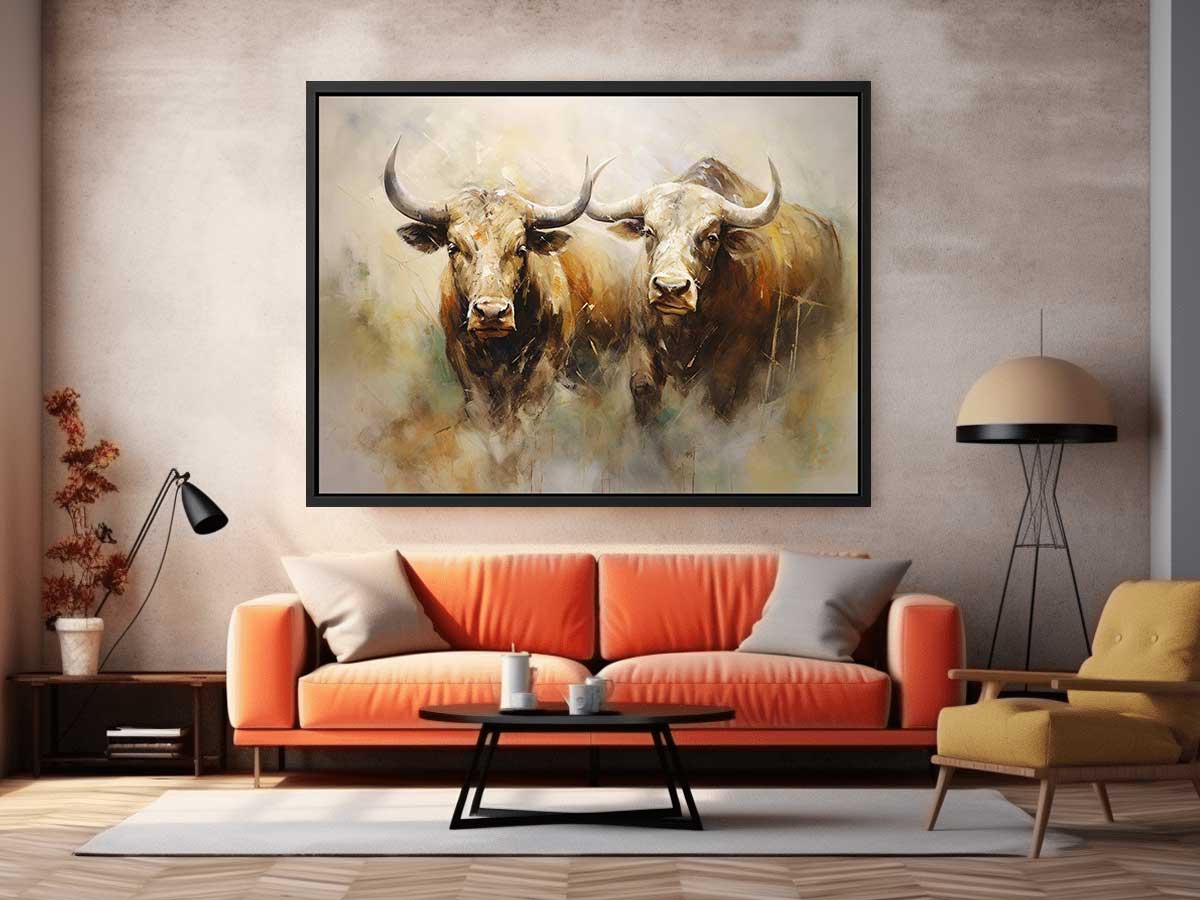 Two Buffaloes Canvas Painting