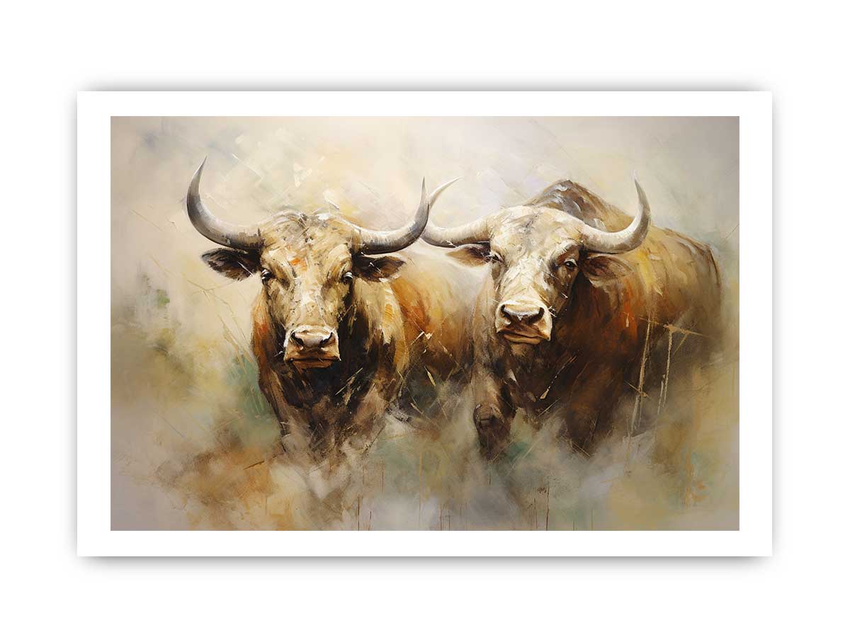 Two Buffaloes Canvas Painting