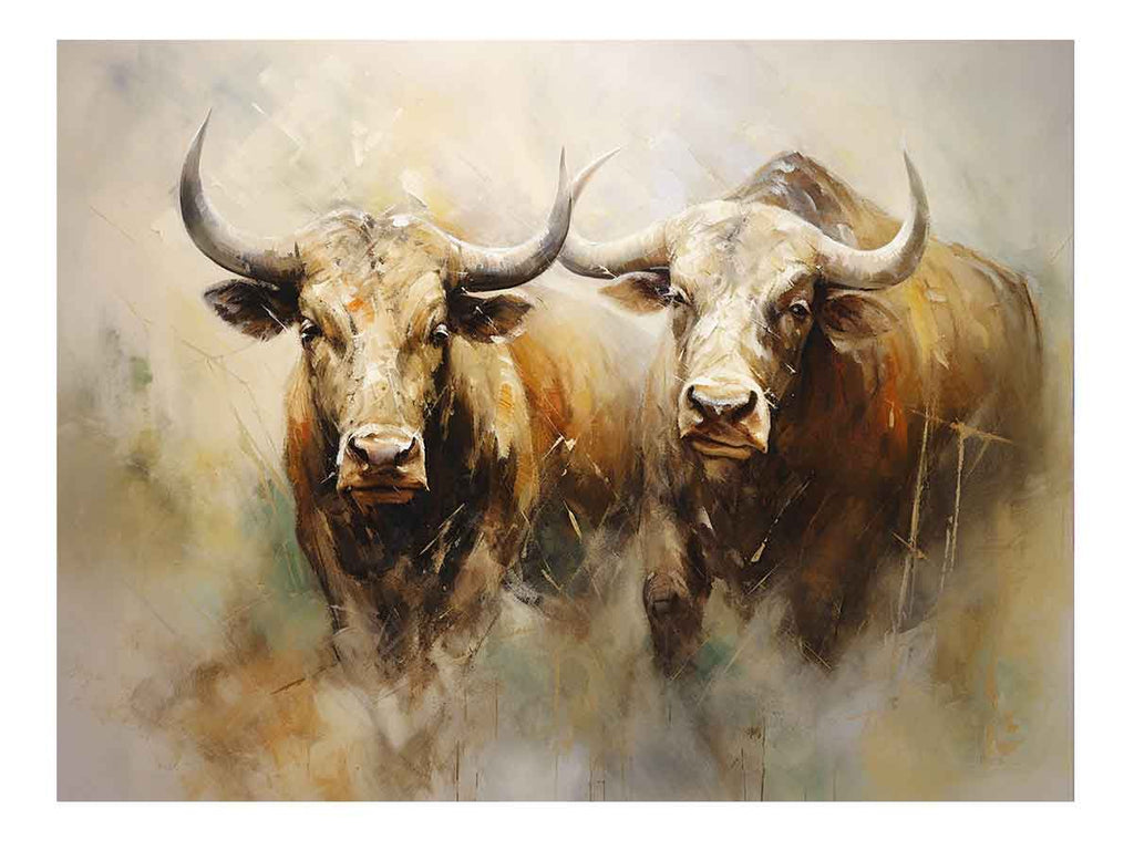 Two Buffaloes Canvas Painting