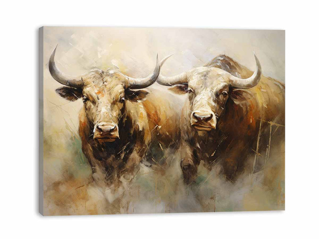 Two Buffaloes Canvas Painting