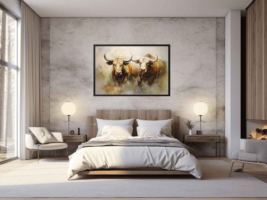Two Buffaloes Canvas Painting