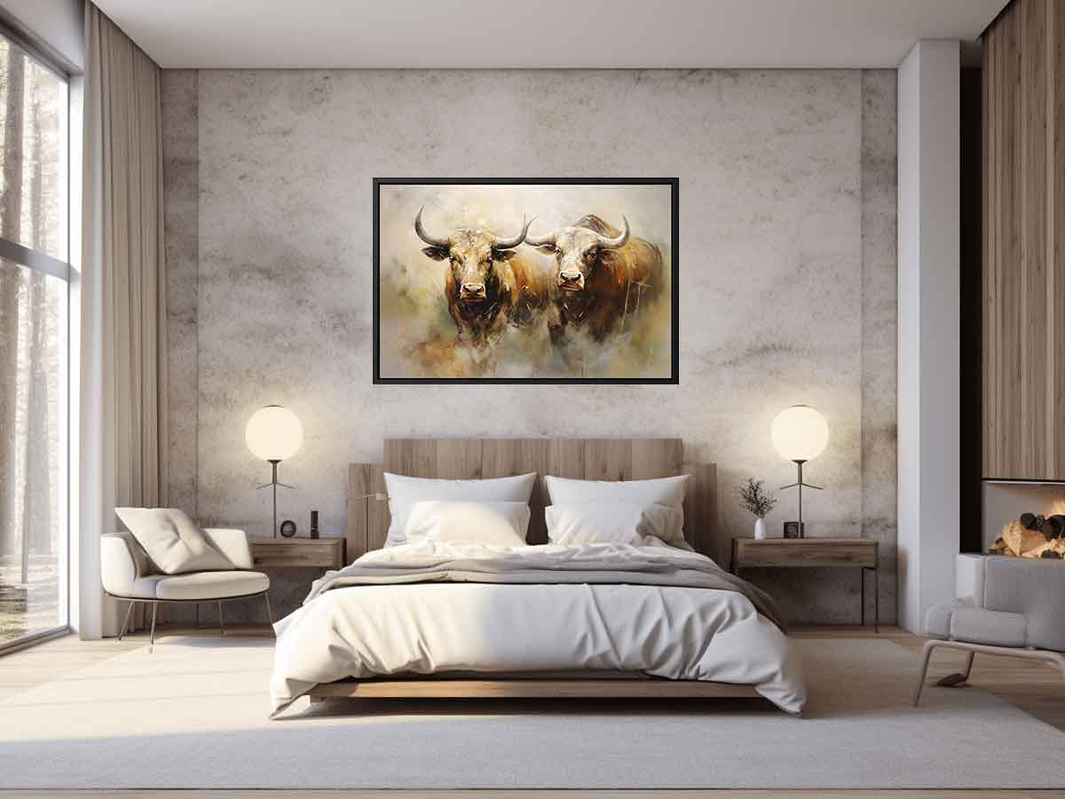 Two Buffaloes Canvas Painting
