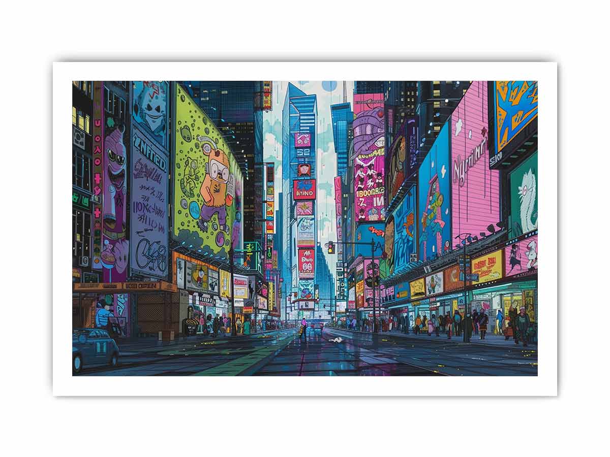 Retro Time Square  Canvas Art Print