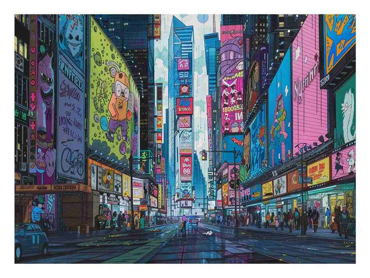 Retro Time Square  Canvas Art Print