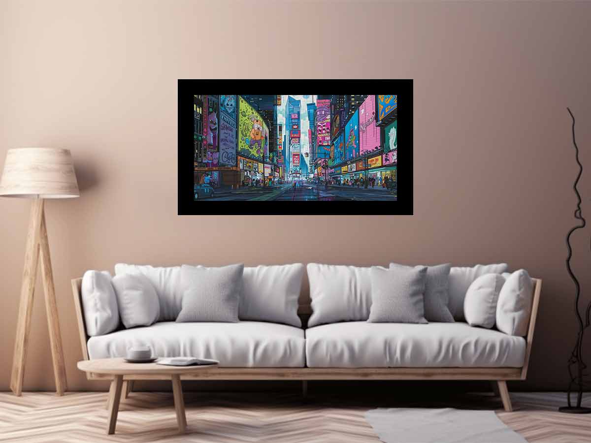 Retro Time Square  Canvas Art Print