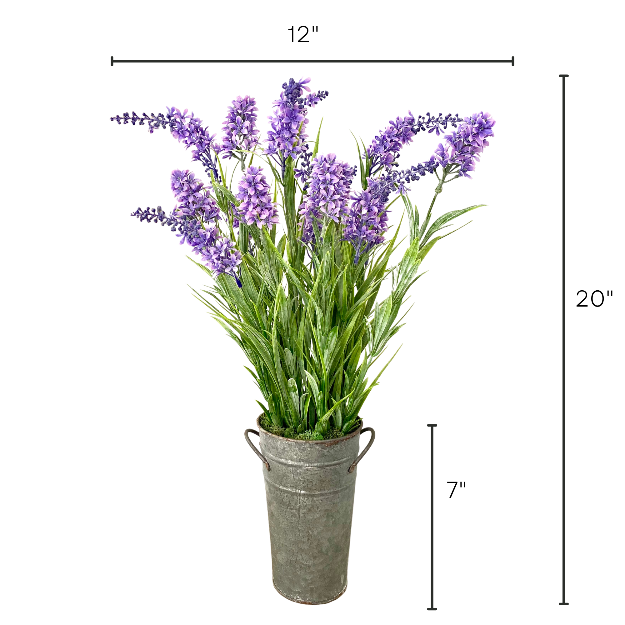 Silk lilac flower arrangement in french pail - 20"