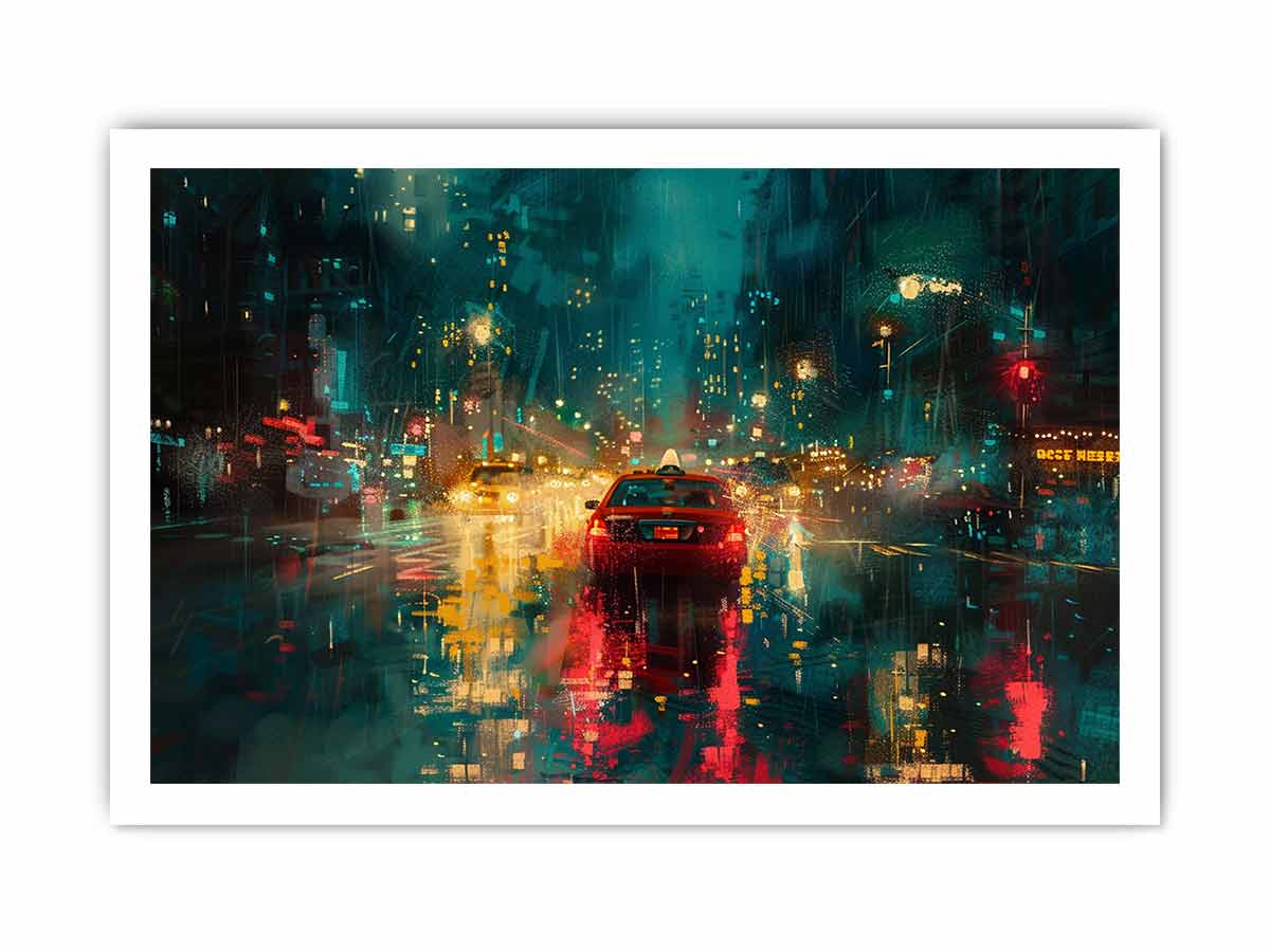 Rain Drive  Canvas Painting Art Print