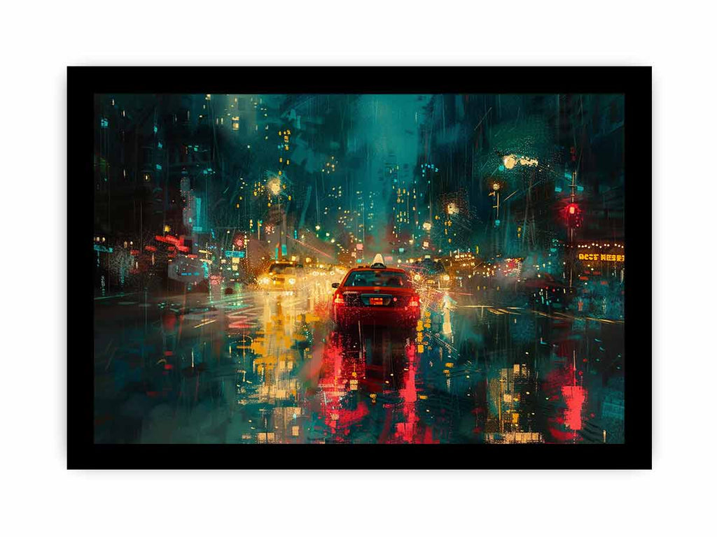 Rain Drive  Canvas Painting Art Print