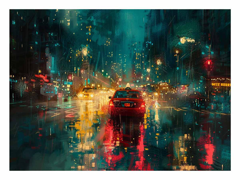 Rain Drive  Canvas Painting Art Print