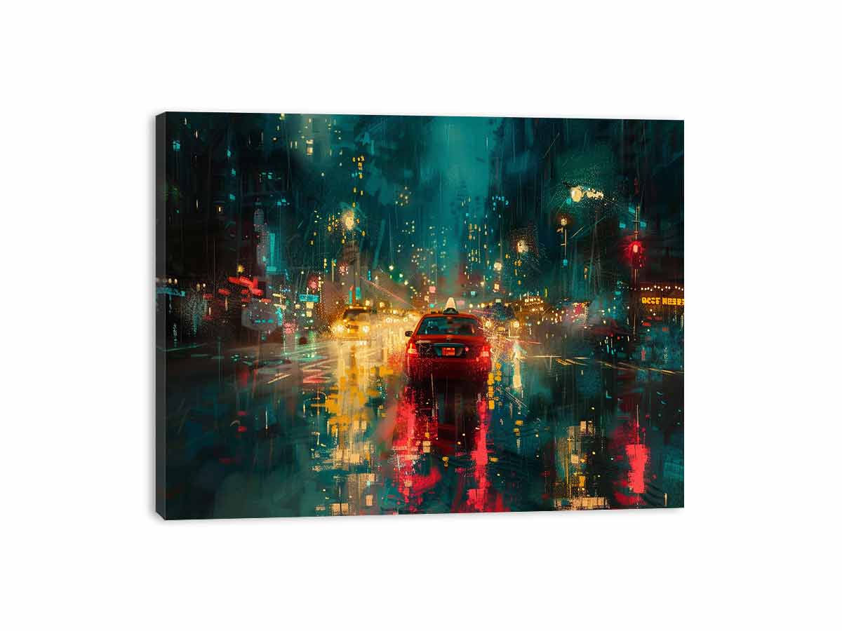 Rain Drive  Canvas Painting Art Print
