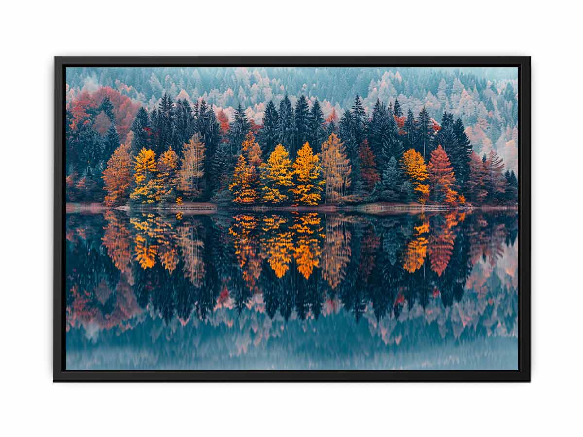 Autum  Forest Lake Canvas Painitng Print