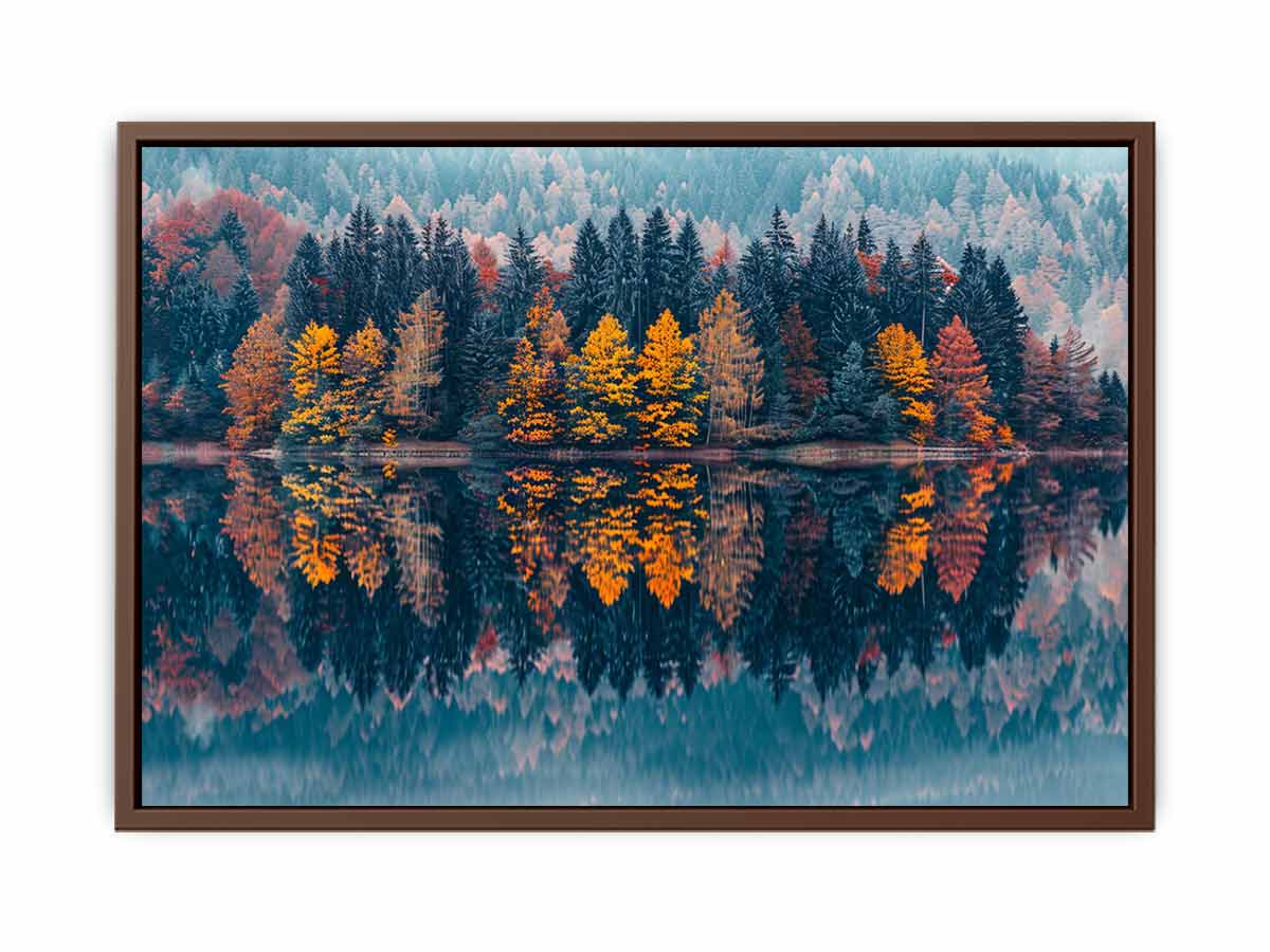 Autum  Forest Lake Canvas Painitng Print