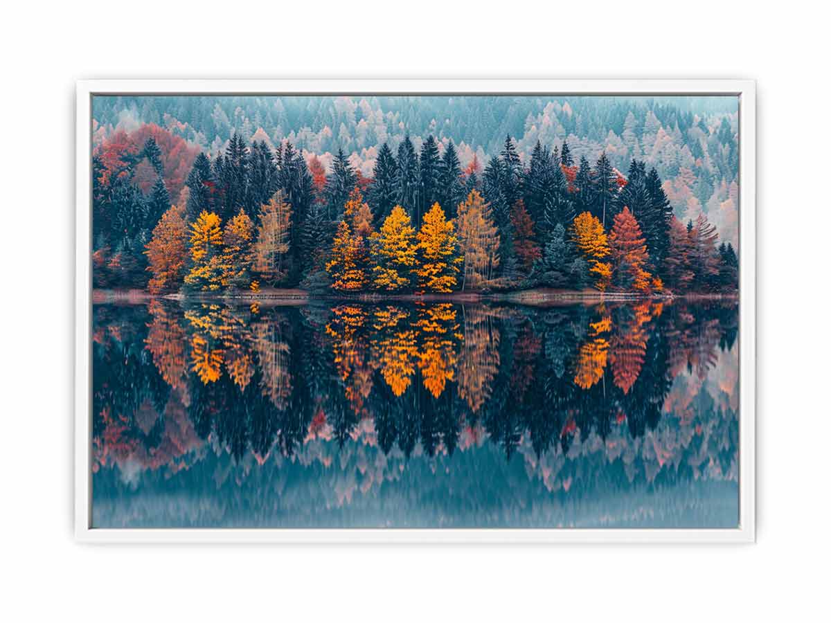Autum  Forest Lake Canvas Painitng Print
